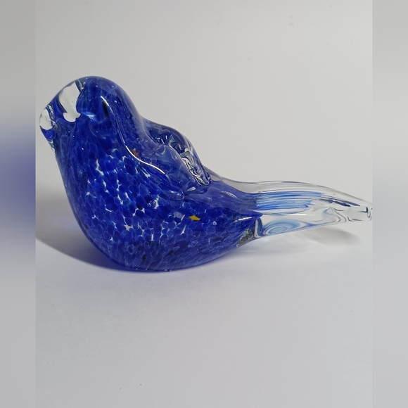 ART GLASS BIRD PAPERWEIGHT COBALT BLUE - Picture 3 of 7